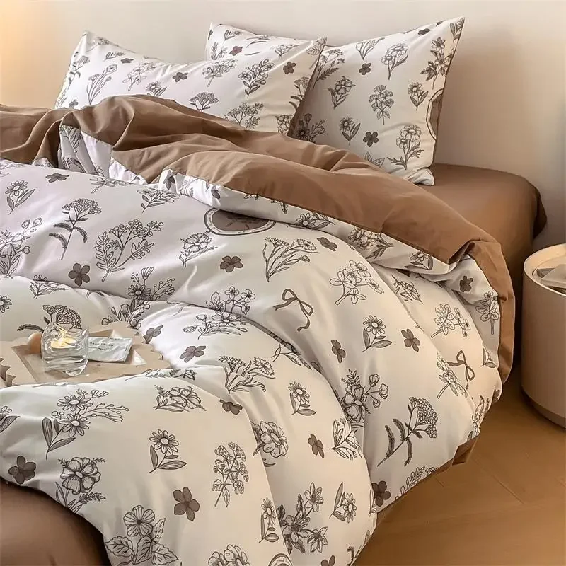 Комплект из четырех предметов чистого хлопка Ins Женская односпальная кровать 100
