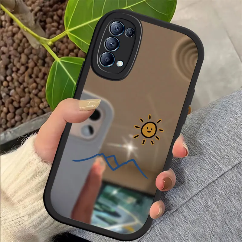 Мягкий силиконовый зеркальный чехол с рисунком Луны и солнца для OPPO F23 F17 F19 F11 F9 F21