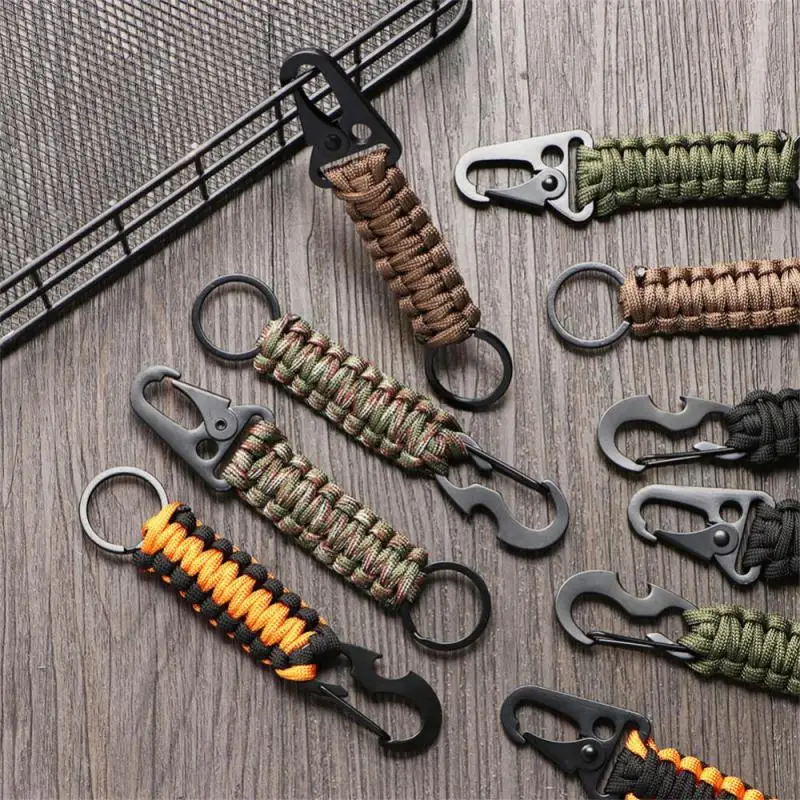 

Camping Carabiner EDC Tool Military Paracord Cord Rope Emergency Knot Outdoor Keychain Bottle Opener Survival Kit Key Chain Ring
