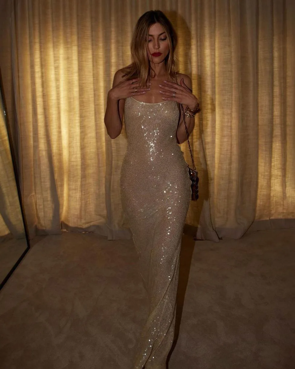 

Летнее сексуальное платье-футляр, облегающее платье с открытой спиной и блестками