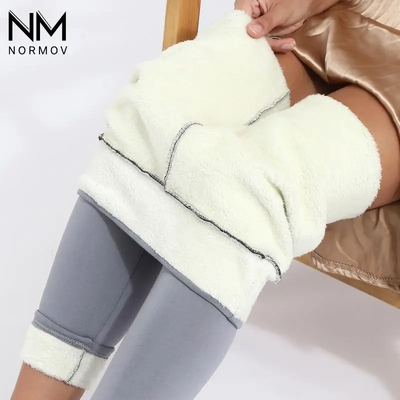 

NORMOV Women Pants Warm Winter Thick Velvet Legging High Waist Cold Leggings Compression Thick Lamb Wool Pants Resistant Pants