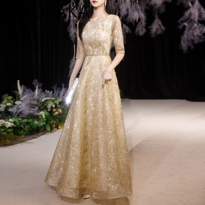 Блестящие золотые вечерние платья по индивидуальному заказу длинные