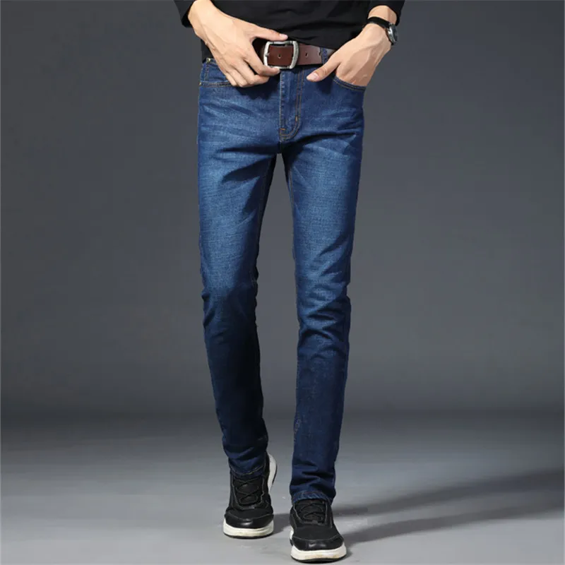 Black Distressed Jeans Blue Men's Fashion Jeans Business Casual Stretch Slim Jeans Trousers Denim Pants Male Urban Clothes 28-40