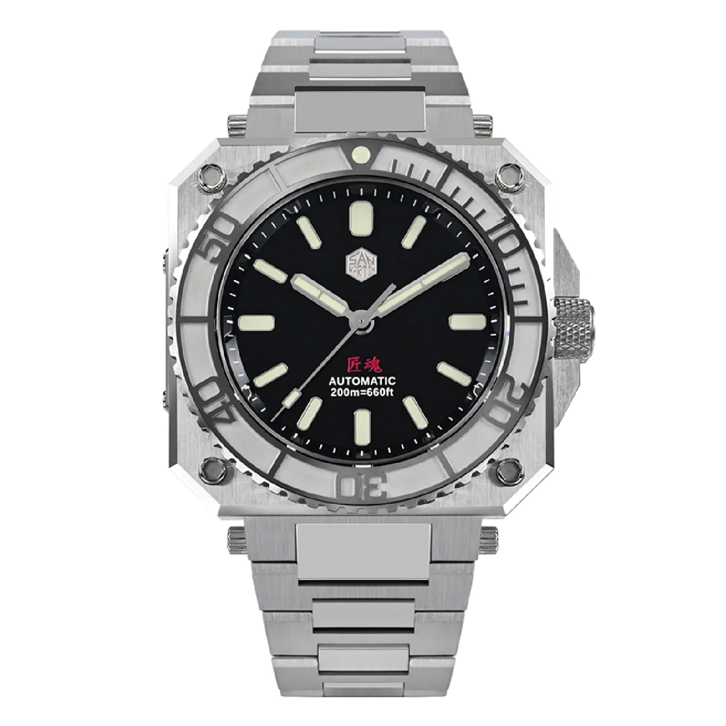 

San Martin Men Automatic Watch 40MM Limited Watches Mechanical Wristwatch Square Sapphire 200M Waterproof BGW9 Luminous ETA2824