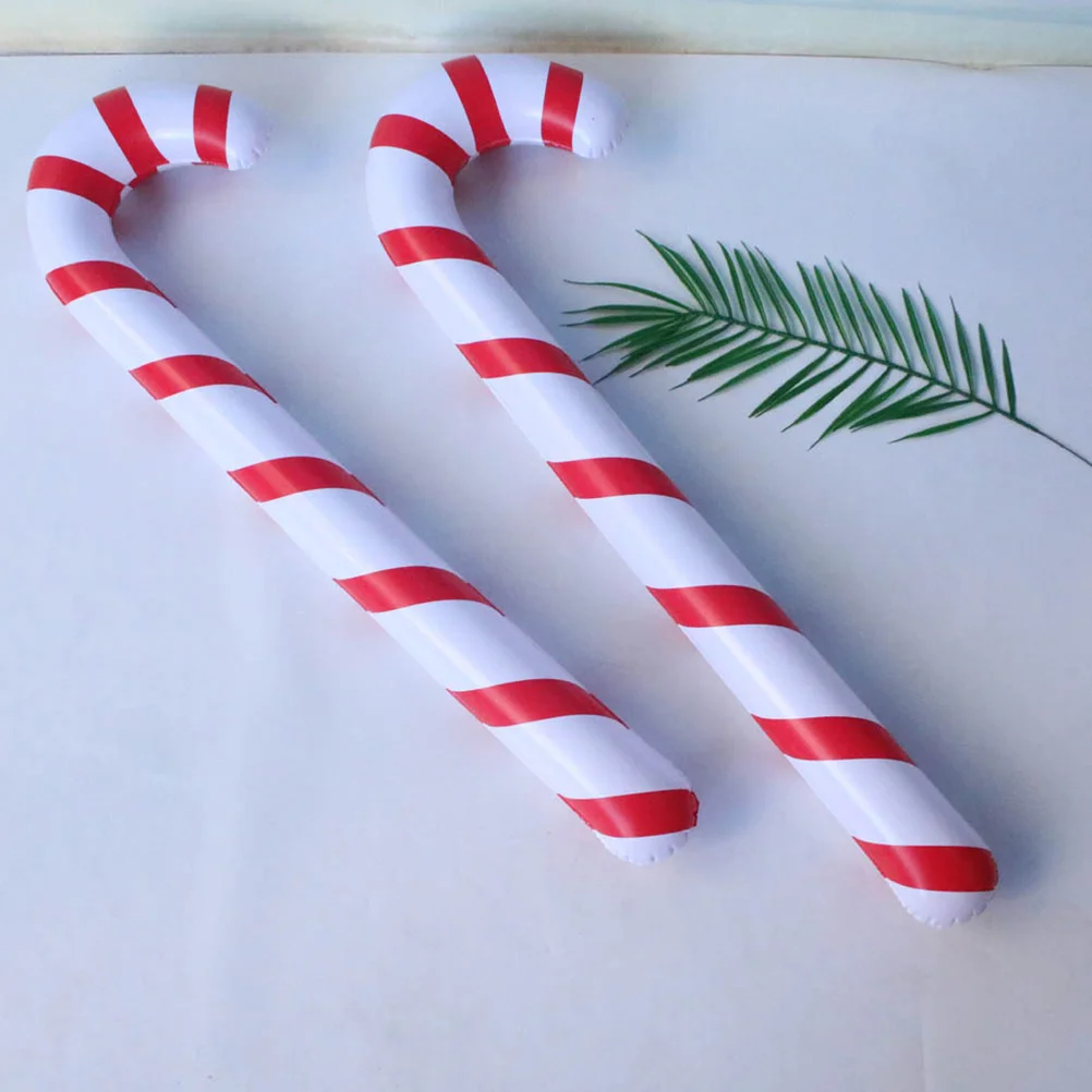 

2pcs Christmas Candy Cane Cane Balloon Blow- Walking Sticks Toys for Xmas Tree Holiday Party Favor ( Red White )