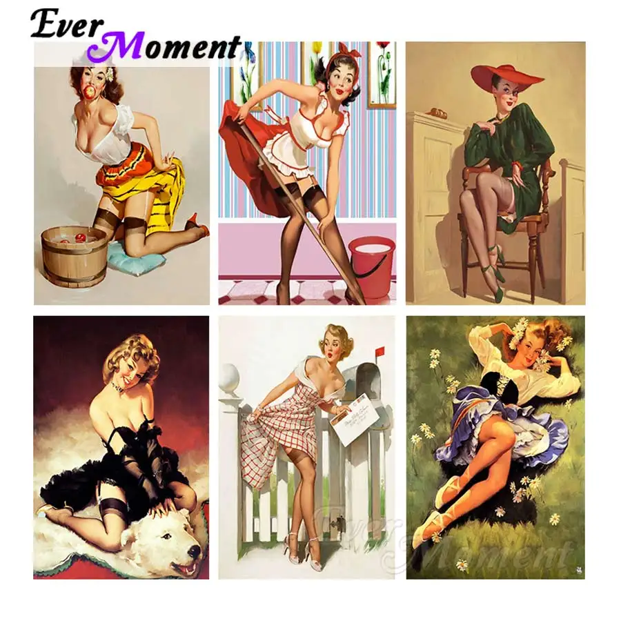 Ever Moment Diamond Painting Sexy Woman Blonde Hair High Heel Full Square Embroidery Mosaic 5d Art Cross Stitch Handmade S2F2499