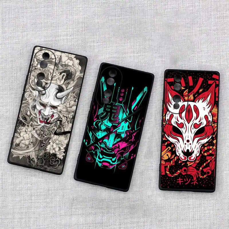 

Samurai Oni Mask Phone Case For Huawei Honor 70 60 50 30 20 10 9 X 9X V30 Pro Lite View Cover