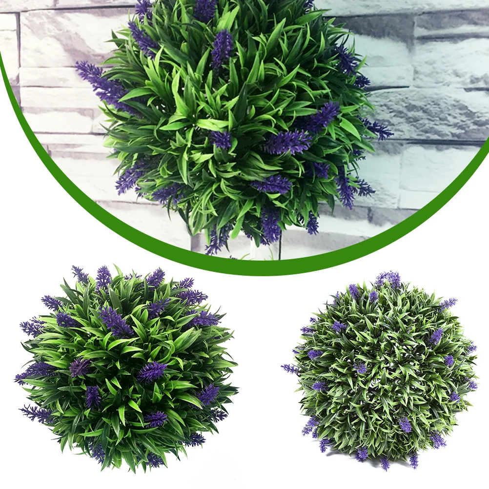 

Topiary Artificialplant Decorative Flower Boxwood Hanging Round Lavender Faux Tree Wedding Decorbasket Flowers Bouquet Half