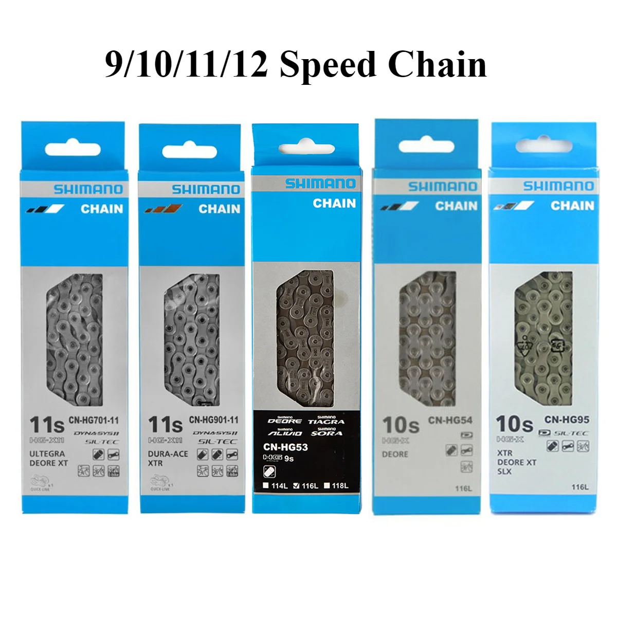 Велосипедная цепь Shimano HG53/54/95/601/701/901 M7100 12 В для горного велосипеда/фотовелосипеда