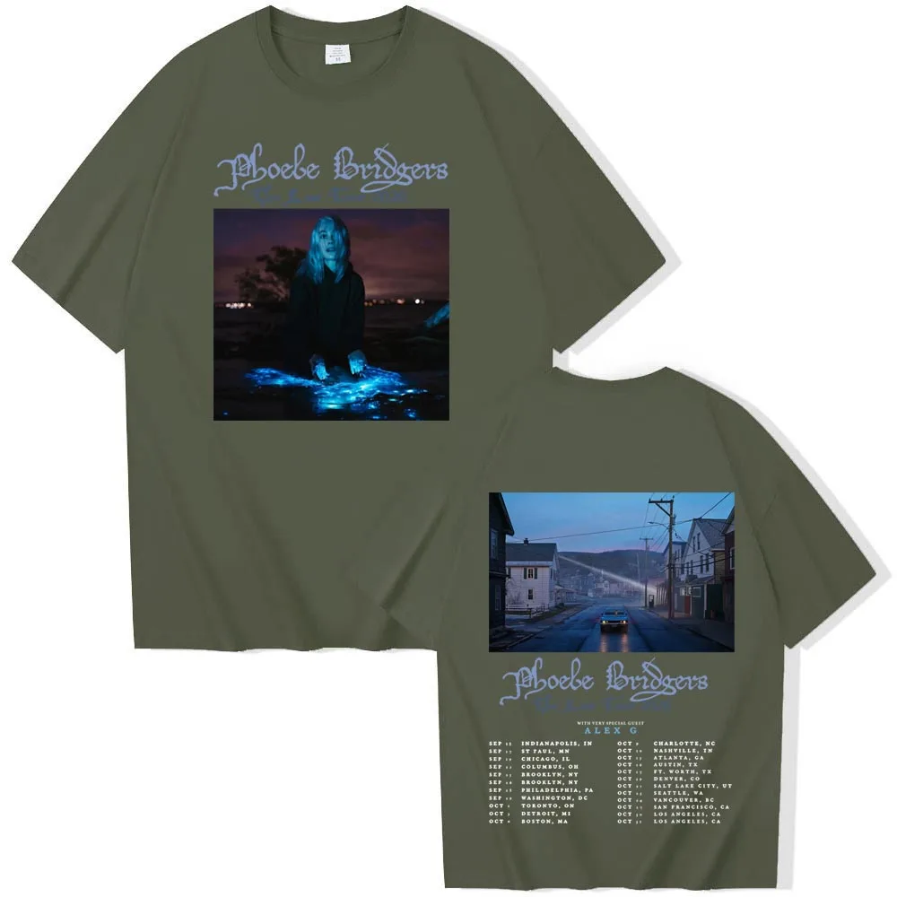 Фото Футболка Phoebe Bridgers The Lost Tour 2026 для мужчин и женщин, повседневная рубашка с короткими рукавами и круглым вырезом в стиле Харадзюку №3