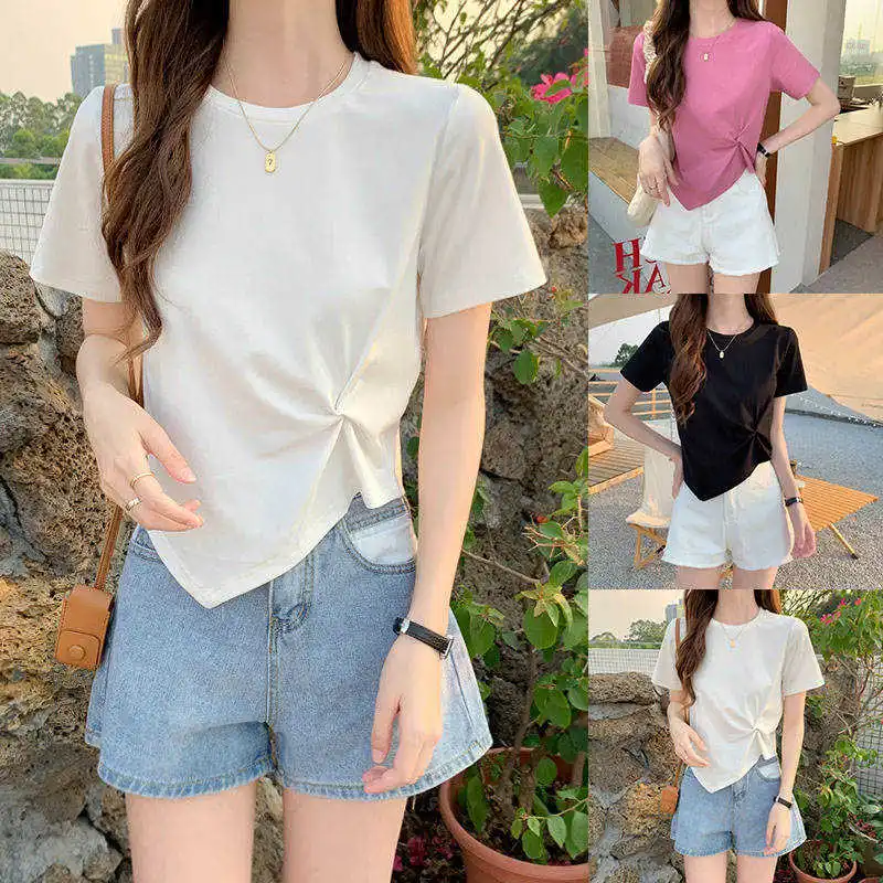 

Женский топ с коротким рукавом, блузка с высокой талией, мягкая необычная женская рубашка, короткая спортивная женская футболка