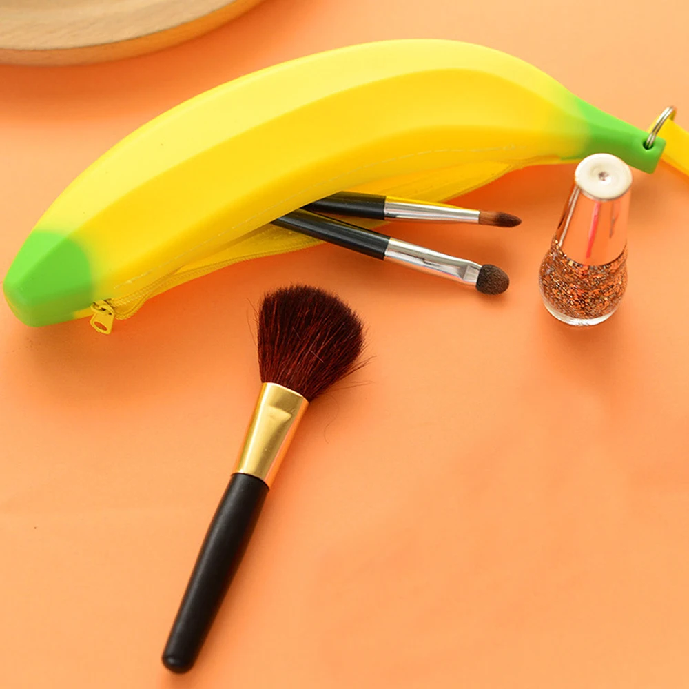 

Silicone Zipper Banana Wallet Coin Purse Desk Organizer Cosmetic Storage Bags Travel Pencil Case Bag Organizer Ziplock Bag