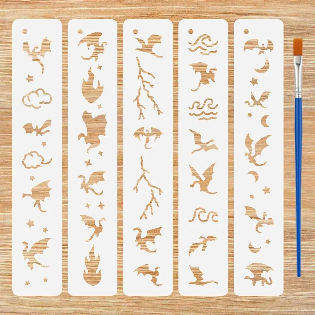 

Пластиковые трафареты для рисования «Огненный Дракон», 5 шт.