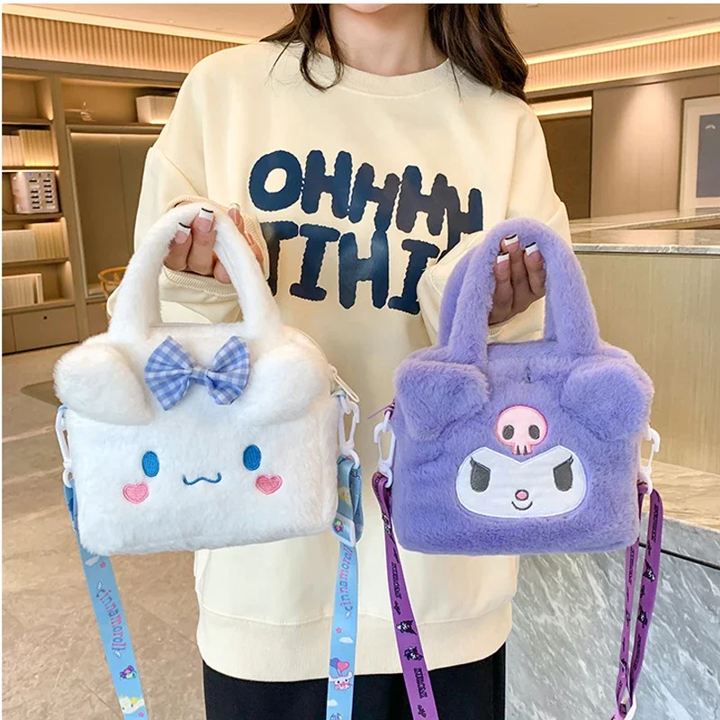 

Cartoon Bag Kawaii Plush Cinnamoroll Melody Kuromi Soft Stuff Handbag Shoulder Bag Anime Stuffed Backpack Girls Children Gifts