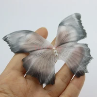 100mm double layer organza butterflies w imitation pearl silk butterfly accessory for diy jewelry making party decoration