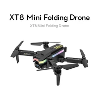 new xt8 aerial photography mini drone small aircraft 4k hd camera wifi foldable rc quadcopter fixed height colorful light