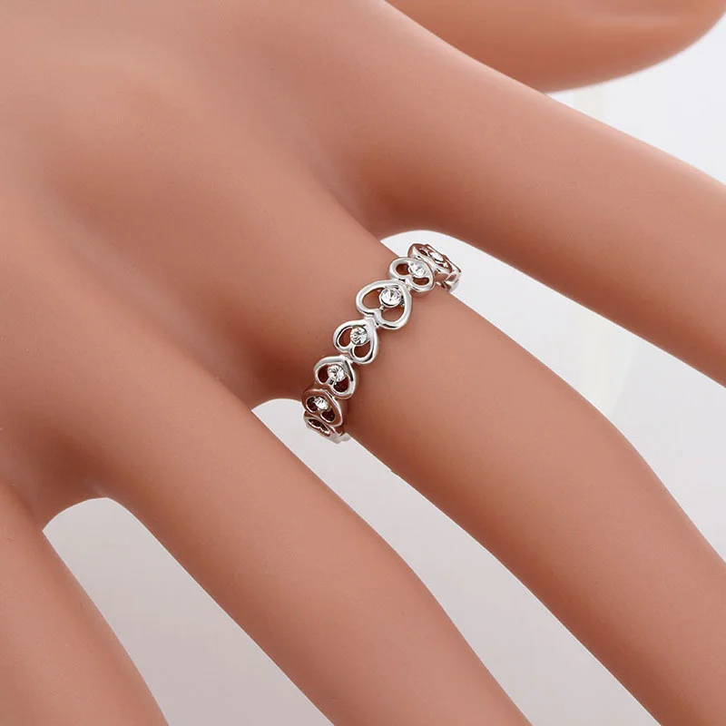 Белые золотистые кристаллы набор сердечек для помолвки обручальные кольца