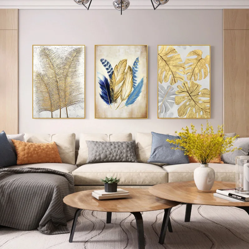 

Ручная роспись абстрактные перья Триптих картина маслом гостиная диван настенная живопись американский ресторан декоративная живопись