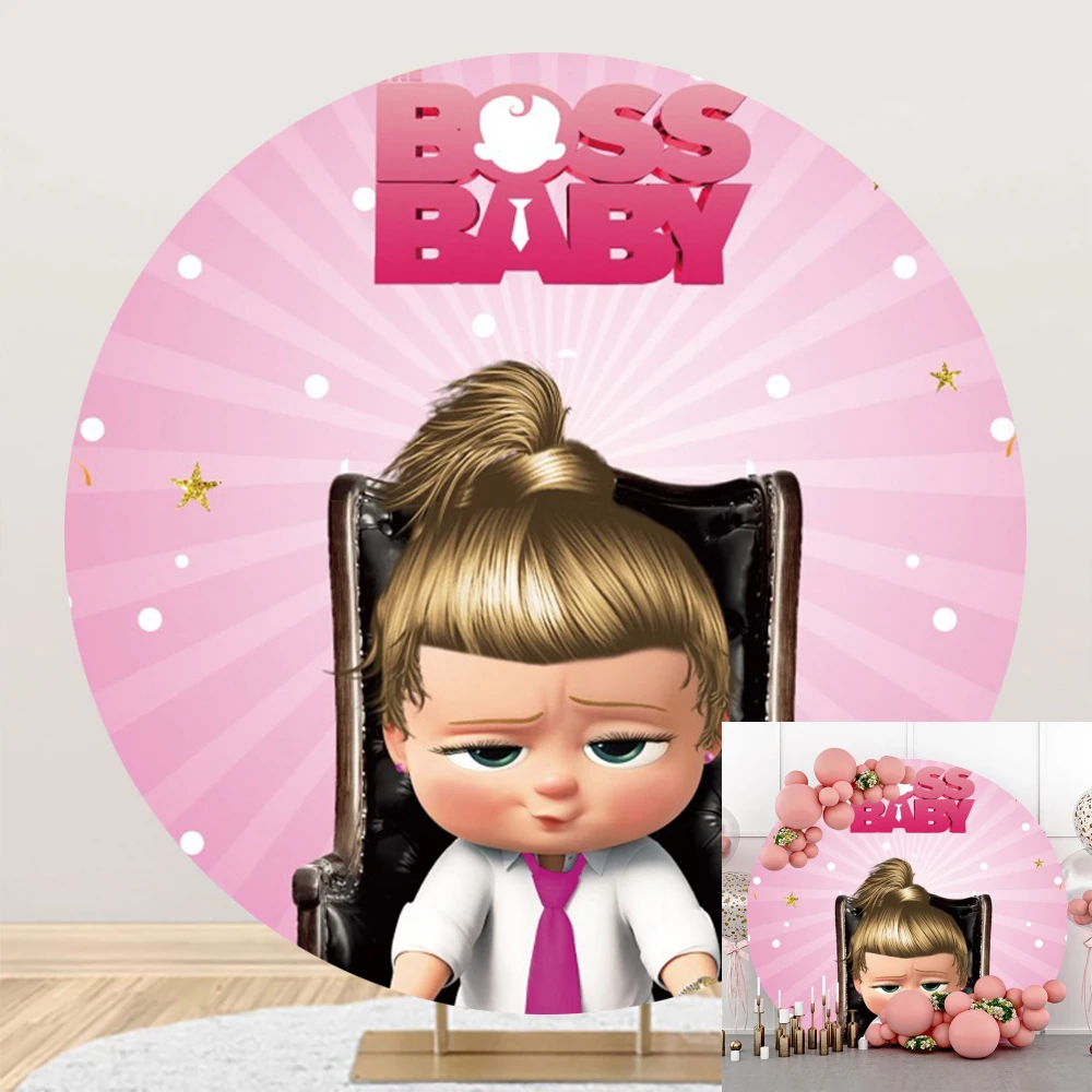 

Pink Baby Girl Elastic Circle Photo Background Cover Birthday Party Decoration Round Photography Backdrop Studio Customize