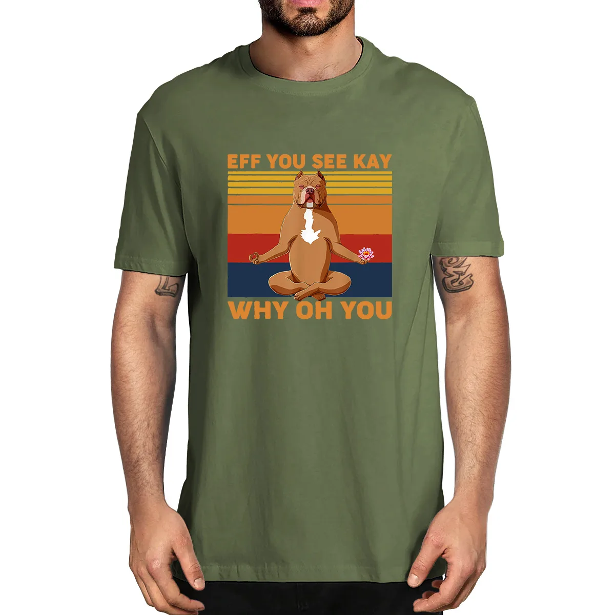 Eff You See Kay Why Oh Funny Pitbull Dog Yoga Vintage 100% Cotton Summer Men's Novelty Oversized T-Shirt Women Casual Tee
