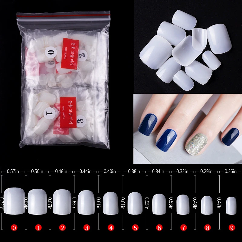 

500 PCS Short Nails Square Fake Nail Tips Full Cover Acrylic False Nail Art Tips Salon For Artificial Finger Nails Salon Tools