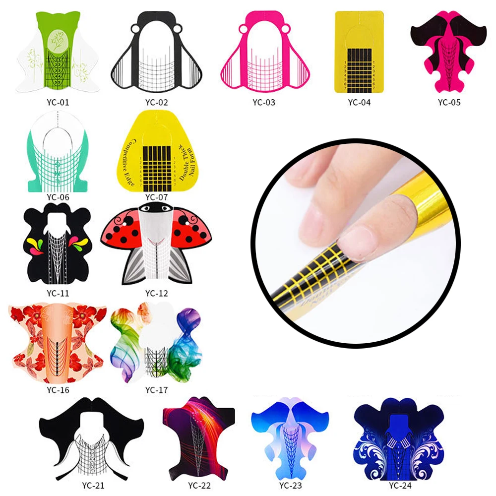 

100Pcs/Lot Nail Art Tools Nail Forms Extension Sticker UV Gel Building Self-Adhesive Manicure Guide Salon Accessories