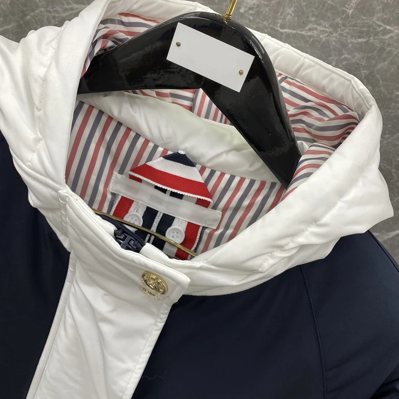 TB THOM Women's Jackets Winter Korean Fashion Brand Down Jackets 4-Bar Stripes Solid Hoodies Overcoats Thick Warm Long Coats