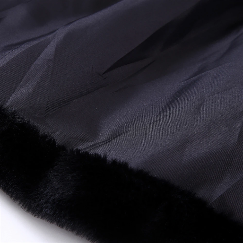 KEYANKETIAN Women's Faux Fur Coat New fall/winter drawstring waist design stand-up collar black warm faux fur zipper jacket