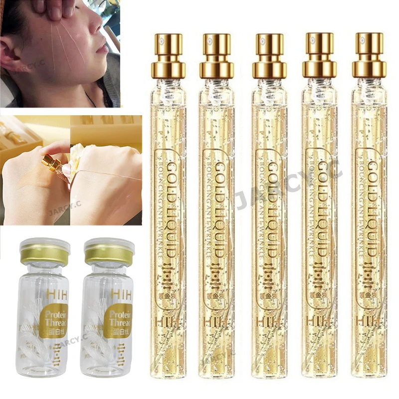 

24K Gold Face Filler Absorbable Collagen Protein Thread Hyaluronic Skin Care Set Face Lift Line Carving Anti Aging Serum Lifting