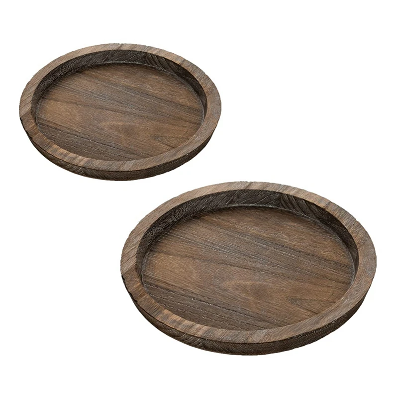 - Small Decorative Plate Pillar Candle Tray Wood For Farmhouse Dinning Table, S+l
