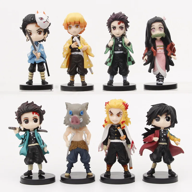 

Фигурка Kimetsu No Yaiba 8 шт./компл., фигурка танджиру незуко, фигурка Zenitsu Inosuke Giyuu, аниме экшн-фигурки рассекающих демонов, игрушки из ПВХ