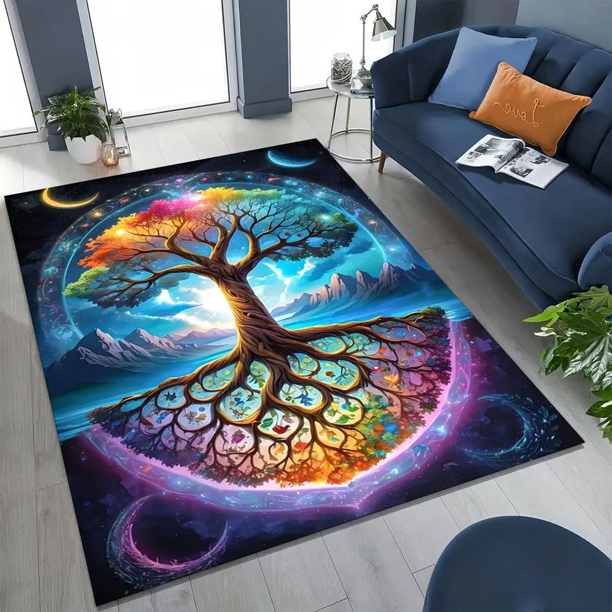 Фото Коврик Nordic Dream Tree of Life Symbol Totem Yggdrasil для спальни, гостиной, дивана, домашнего декора, детский нескользящий напольный коврик в подарок №2