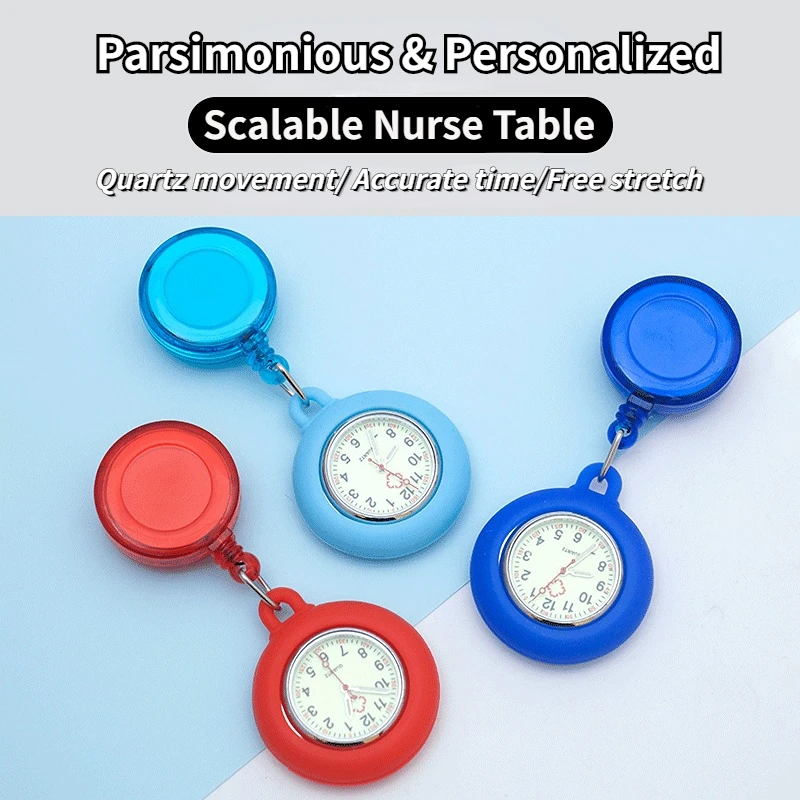 Luminous Nurse Watch Female Student Examination Hanging Doctor Pocket Watch Easy Pull Buckle Silicone Chest Watch Wholesale Gift