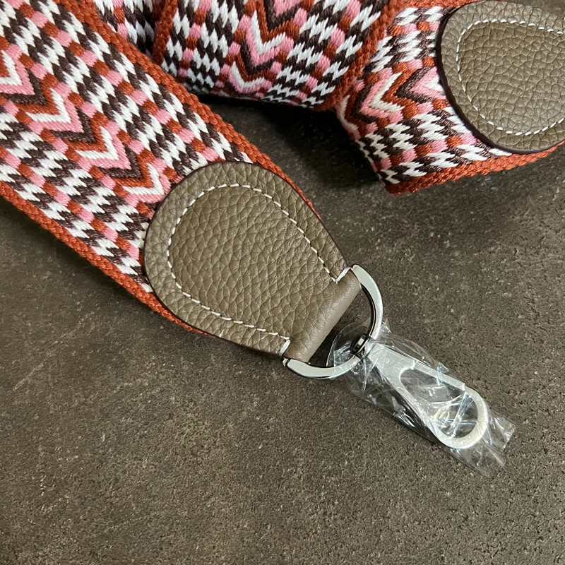 2 Inch Wide Evelyn Bag Women's Newest Togo Leather Leather Color Canvas Strap Thickened Shoulder Strap Crossbody Bag