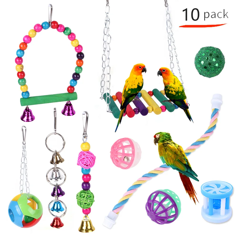 

Pet Bird Toy Hanging Cage Swing Rainbow Bridge Parrot Toy Combination Set Bird Supplies Toy Set Bird Cage Accessories