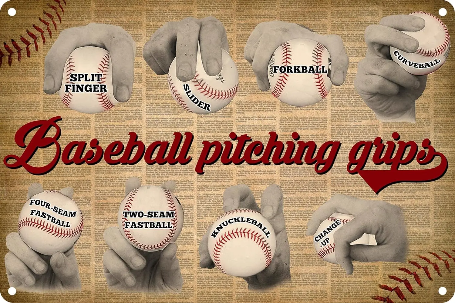 HomDeo бейсбольные аксессуары ручки ретро металлический знак жестяная вывеска