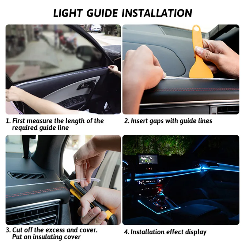 Светодиодная лента для салона автомобиля, неоновая LED полоска для Nissan, Land Rover, Cadillac, Mitsubishi, Renault, аксессуары для автомобиля, 2 м (art.: 3920bf6490d6a) - 3920bf6490d6a