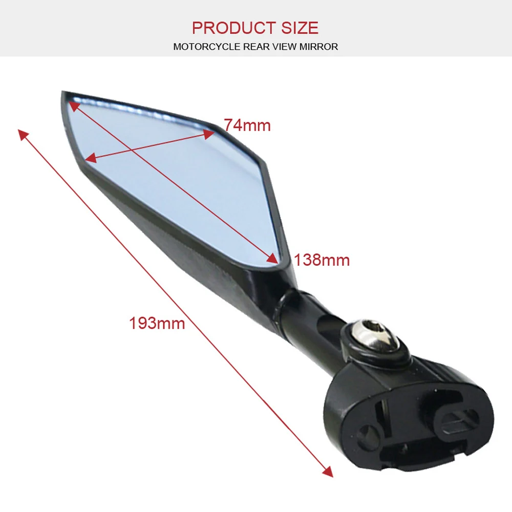 CNC алюминиевое зеркало заднего вида для мотоцикла 74x138 мм большое велосипеда