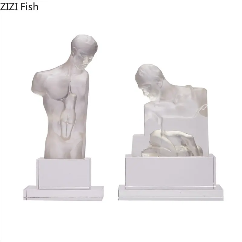 

Abstract Character Resins Statue Desk Decoration Crystal Base Transparent Figure Sculpture Ornaments Living Room Furnishings