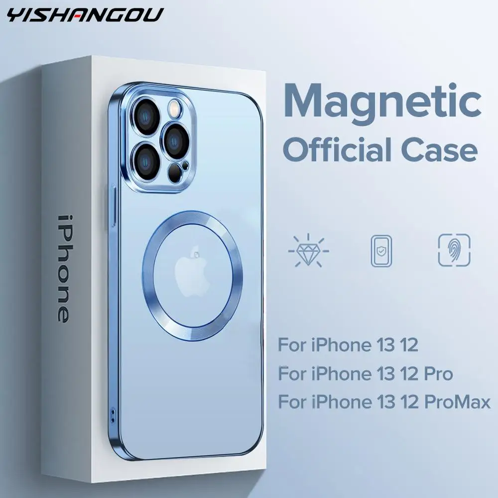 

Магнитный чехол для беспроводной зарядки Magsafe для iPhone 13, 12 Pro Max, прозрачный чехол для iPhone 11 Pro Max, Магнитная задняя крышка