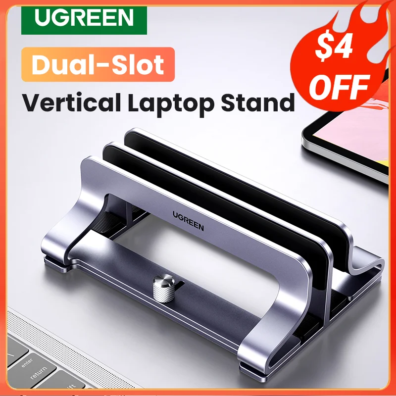 UGREEN Vertical Laptop Stand Holder Foldable Aluminum Notebo