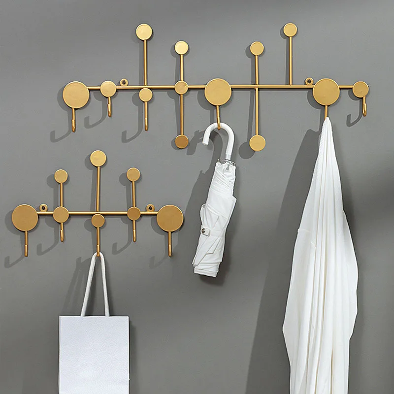 

Wall Decoration Porch Coat Rack Modern Golden Metal Hook Home Accessories Organizers Storage Shelves For Bedroom Key Hanger