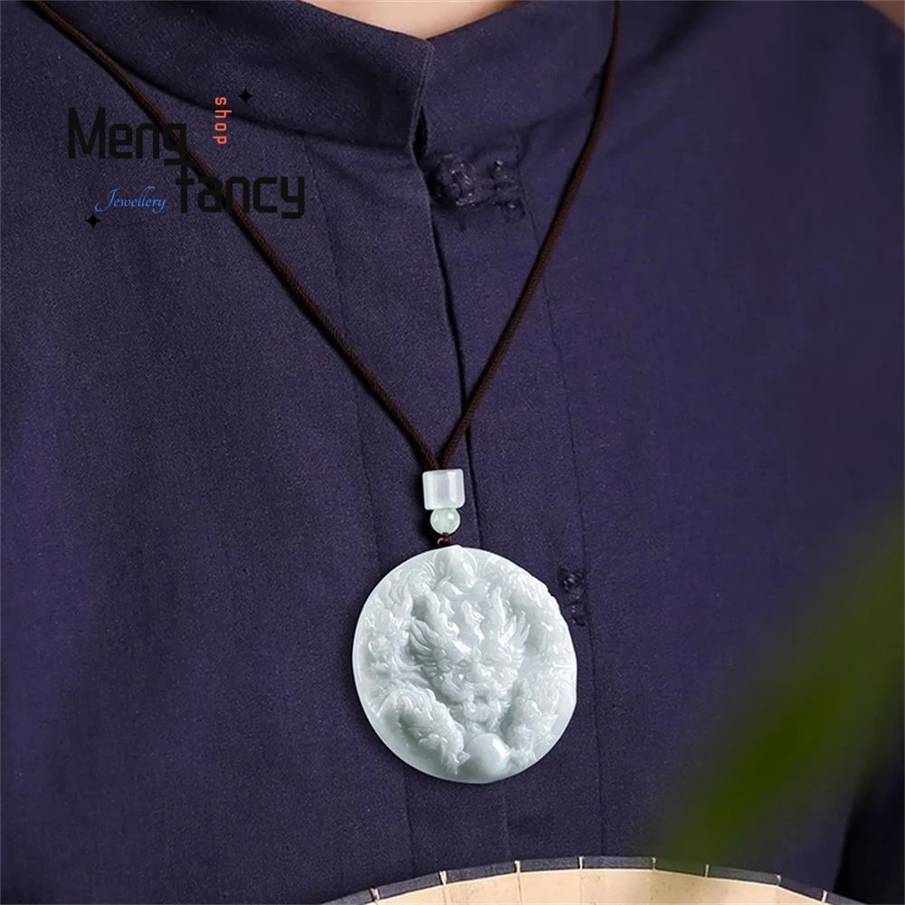 Натуральный Мьянманский жадеит с девятью драконами для защиты зодиака Лорда