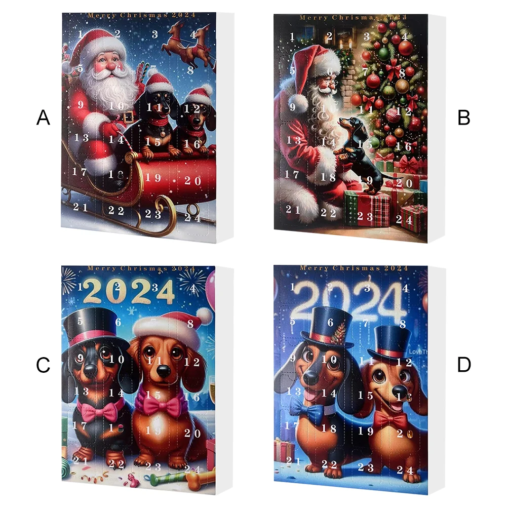 2024 24-дневный рождественский адвент-календарь с таксами милый календарь