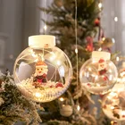Рождественский светодиодный праздничный декоративный светильник с шариком, лампа-гирлянда в виде Санты на новый год 2022, декоративный Домашний Светильник