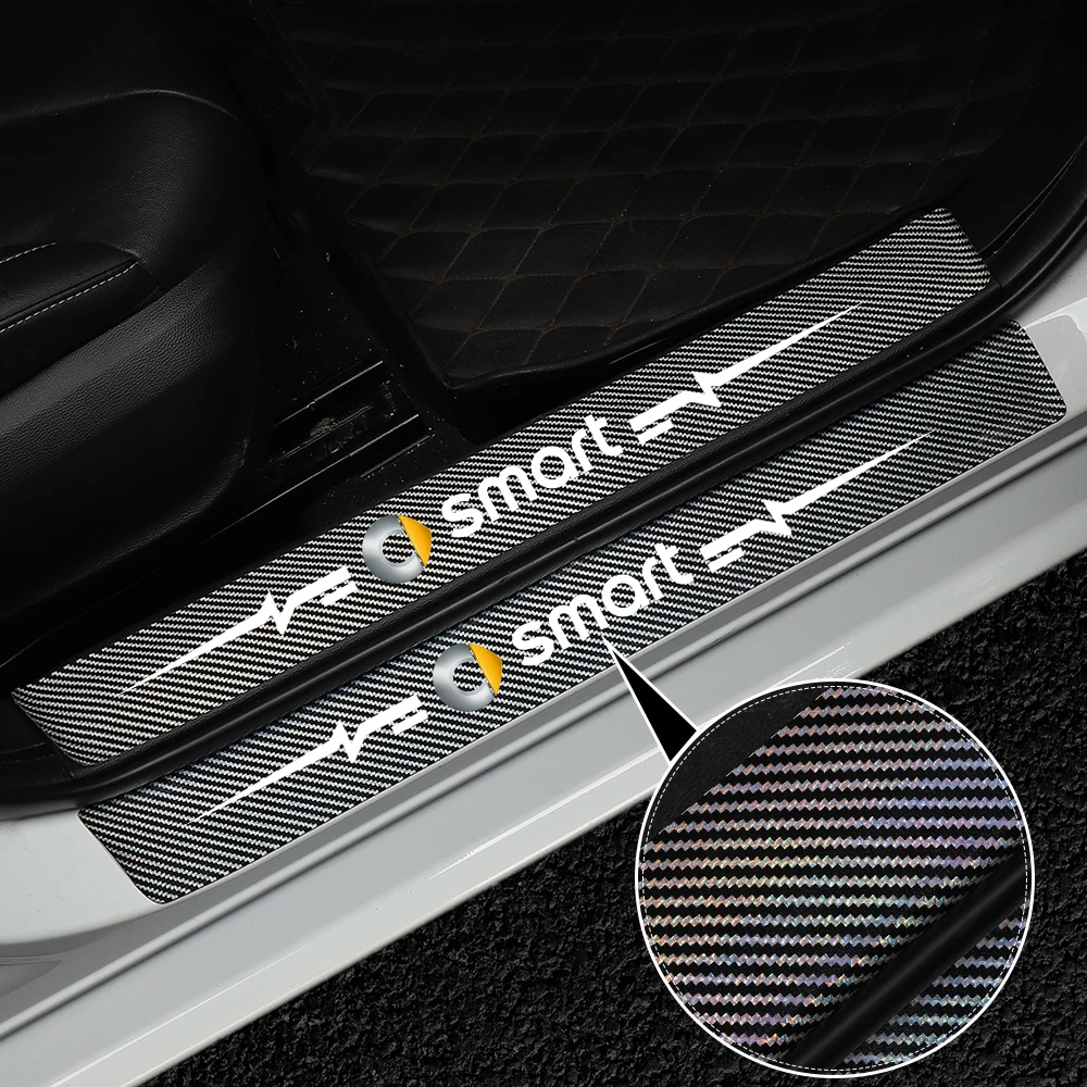 4 шт. защита порога двери автомобиля 5D кожаная наклейка на порог для Fmart Fortwo Forfour 453