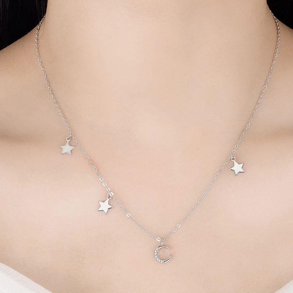 

Star Moon Crystal Women Necklace Friends Korean Luxury Boho Jewelry 2022 Gift Female Accesories Wholesale With Free Shipping