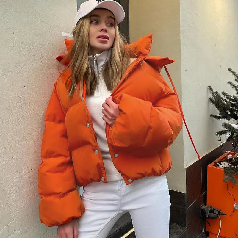 Autumn Winter Quilted Oversized Parkas Coats for Women Fashion Army Green Warm Single Breasted Button Loose Cotton Padded Jacket