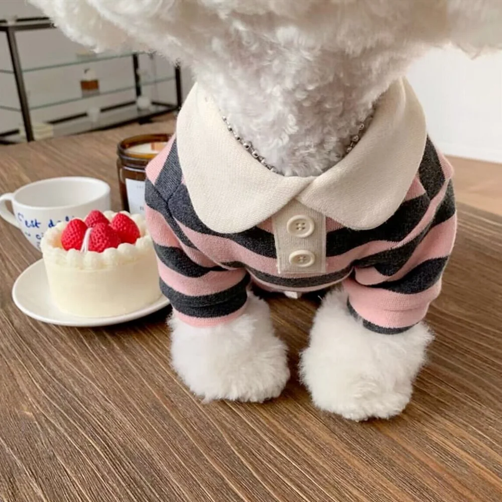 Puppy Shirt Spring Summer Cat Fashion Stripe Clothes Pet Cute Desinger Pullover Small Dog Sweet Pajamas Poodle Chihuahua Maltese images - 6