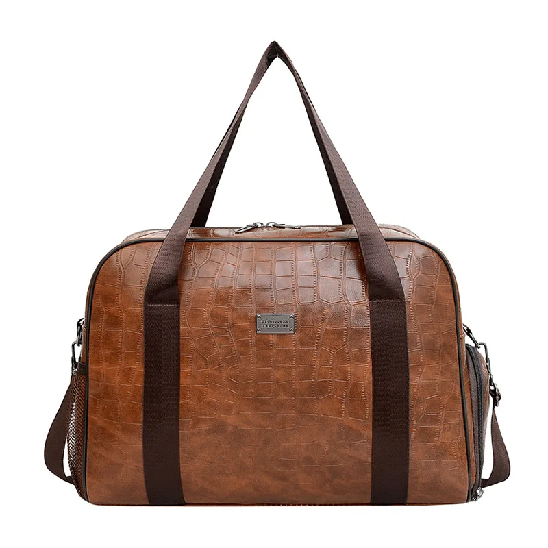 PU Vintage Leather Gym Bag Waterproof Dry And Wet Separation